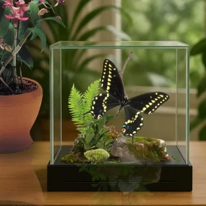 REAL Black Swallowtail Butterfly Diorama – 6x6x6 Display (Male)